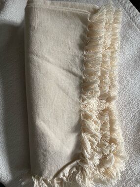 4 pc  NATURAL OFF WHITE NAPKINS 18x18 SOLID 100% COTTON DINNER Fringed Edges
